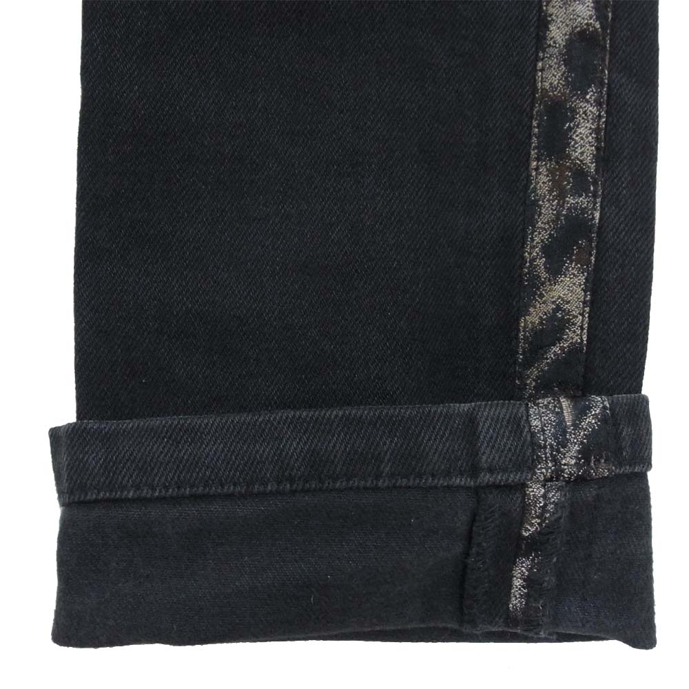 ROEN ロエン スワロフスキー スカル レオパード ライン デニムパンツ ブラック系 29【中古】