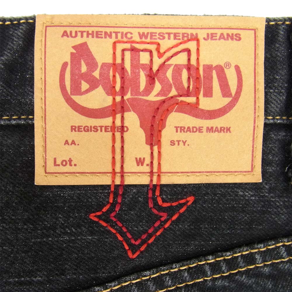 ROEN ロエン × BOBSON ボブソン 銀糸 スワロ スカル ダメージ デニムパンツ ブラック系 30【中古】