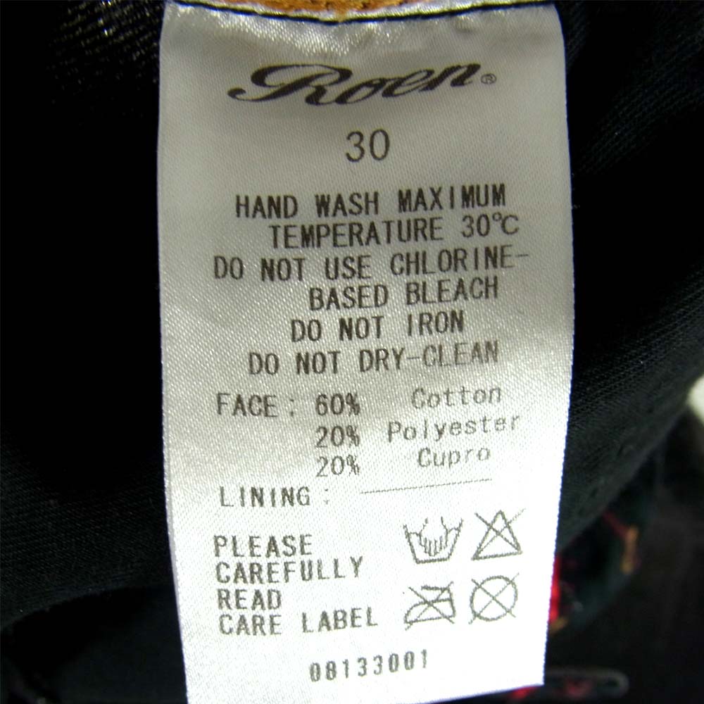 ROEN ロエン × BOBSON ボブソン 銀糸 スワロ スカル ダメージ デニムパンツ ブラック系 30【中古】