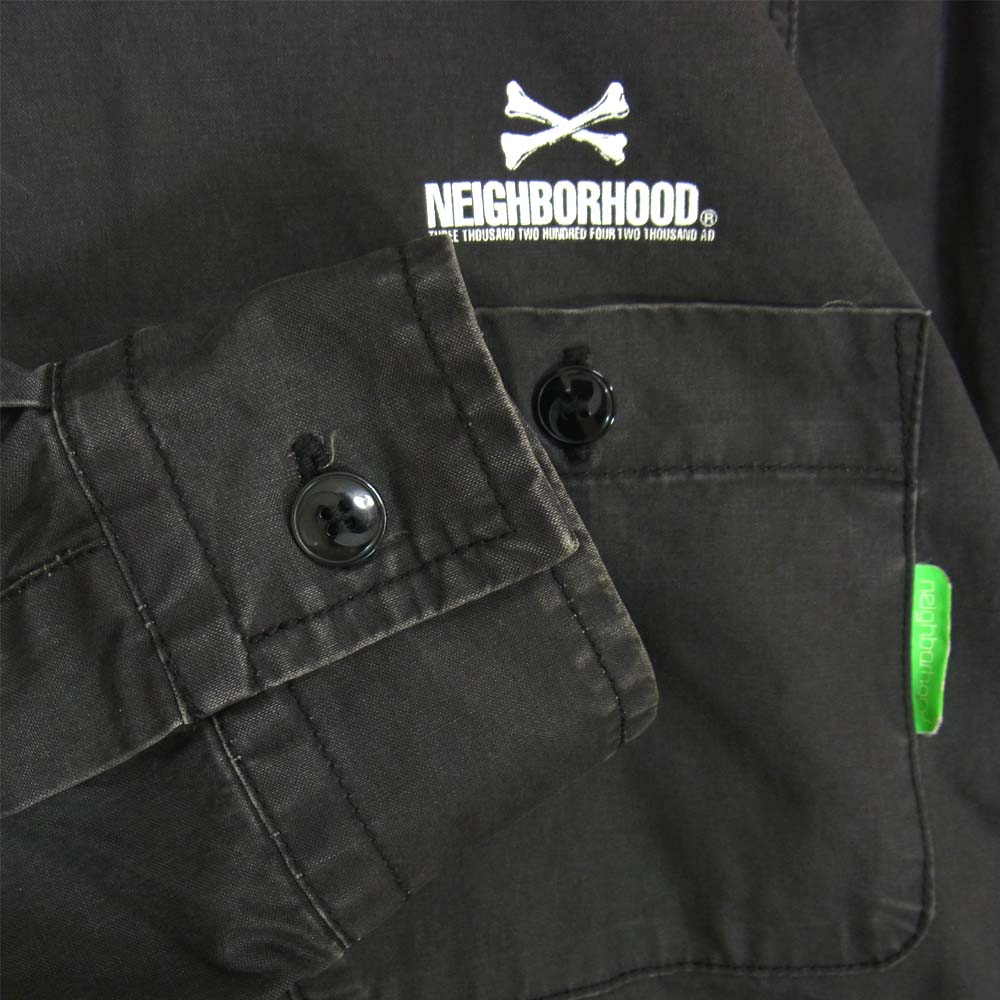 NEIGHBORHOOD ネイバーフッド ストーンウォッシュ加工 ロゴ クロスボーン シャツ チャコール系 S【中古】