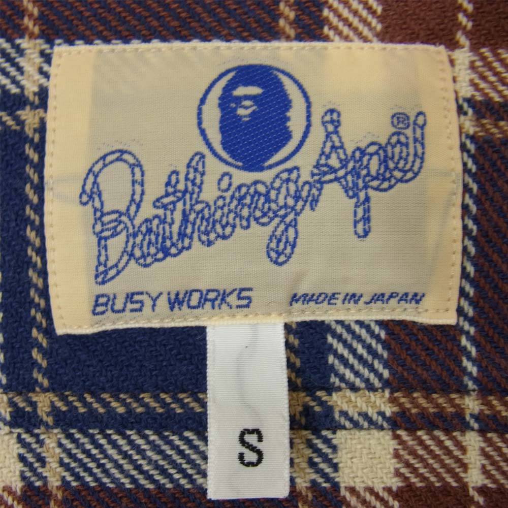 A BATHING APE アベイシングエイプ チェック 長袖 ネルシャツ ブラウン系 S【中古】