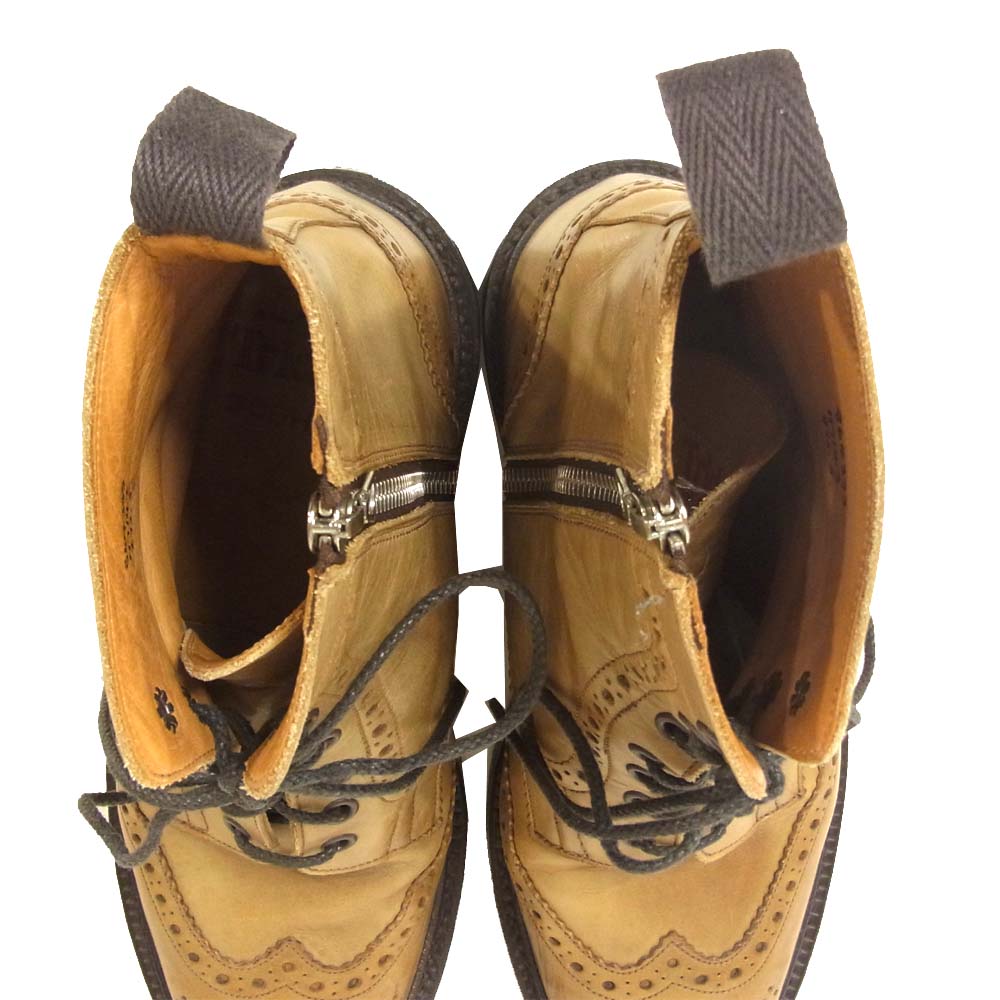 Tricker's トリッカーズ ソフネット 別注 M7143 カントリーブーツ サイドジップ ライトブラウン系 8.5【中古】