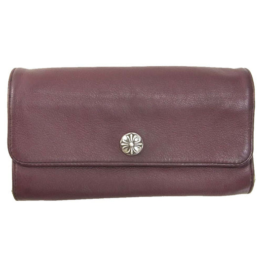 CHROME HEARTS クロムハーツ（原本有） JUDY NULTY 16S WALLET ジュディー クロスボール レザー ロングウォレット  ブラウン系【中古】