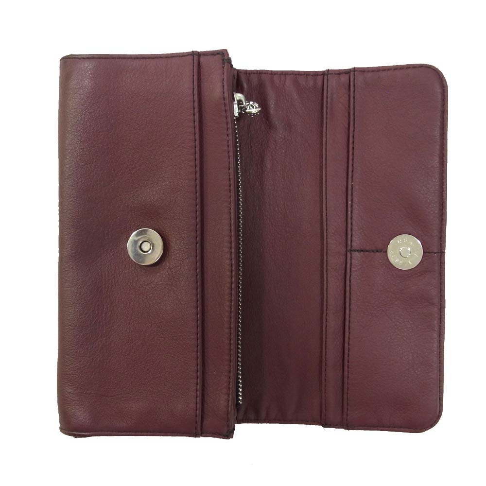 CHROME HEARTS クロムハーツ（原本有） JUDY NULTY 16S WALLET ジュディー クロスボール レザー ロングウォレット  ブラウン系【中古】