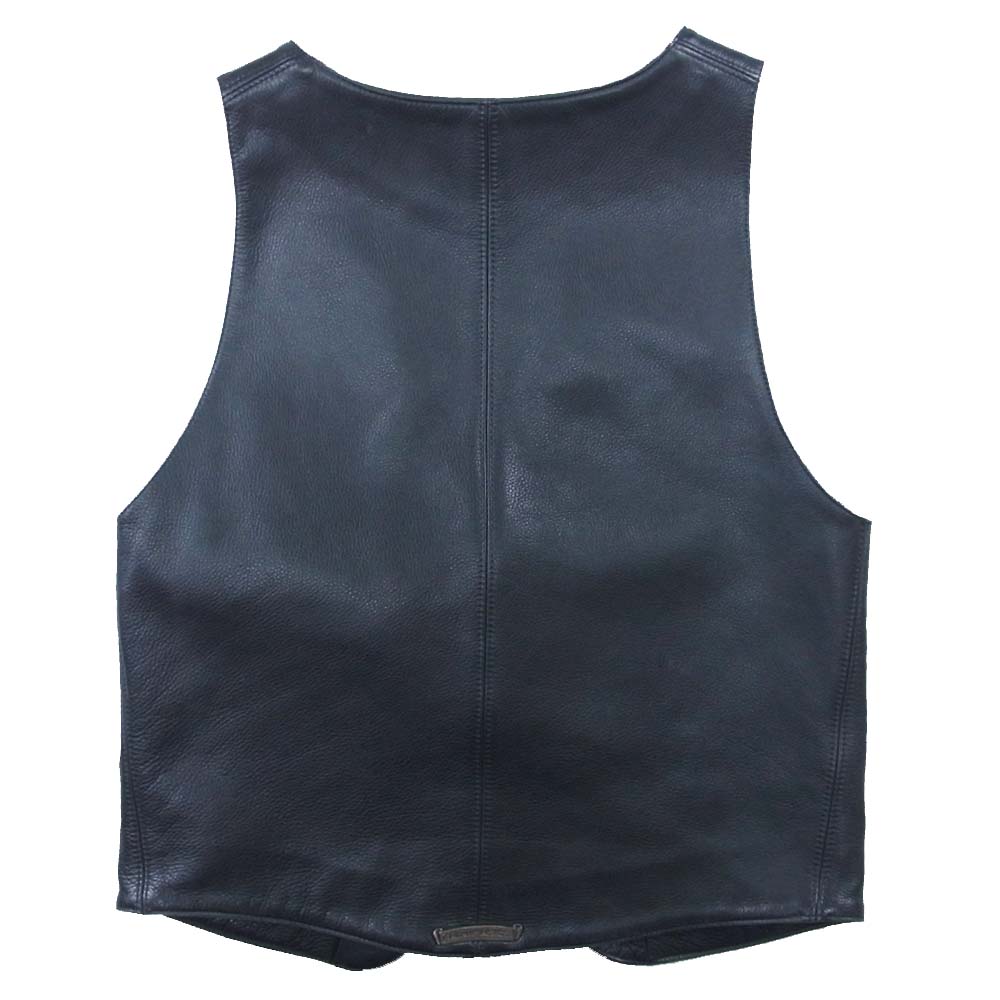 CHROME HEARTS クロムハーツ（原本無） クロスボールボタン レザー ベスト ブラック系 L【中古】