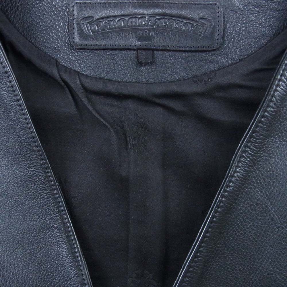 CHROME HEARTS クロムハーツ（原本無） クロスボールボタン レザー ベスト ブラック系 L【中古】