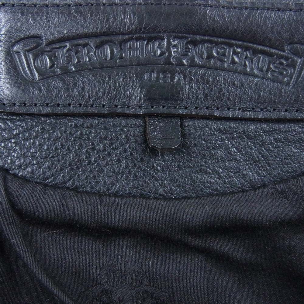CHROME HEARTS クロムハーツ（原本無） クロスボールボタン レザー ベスト ブラック系 L【中古】