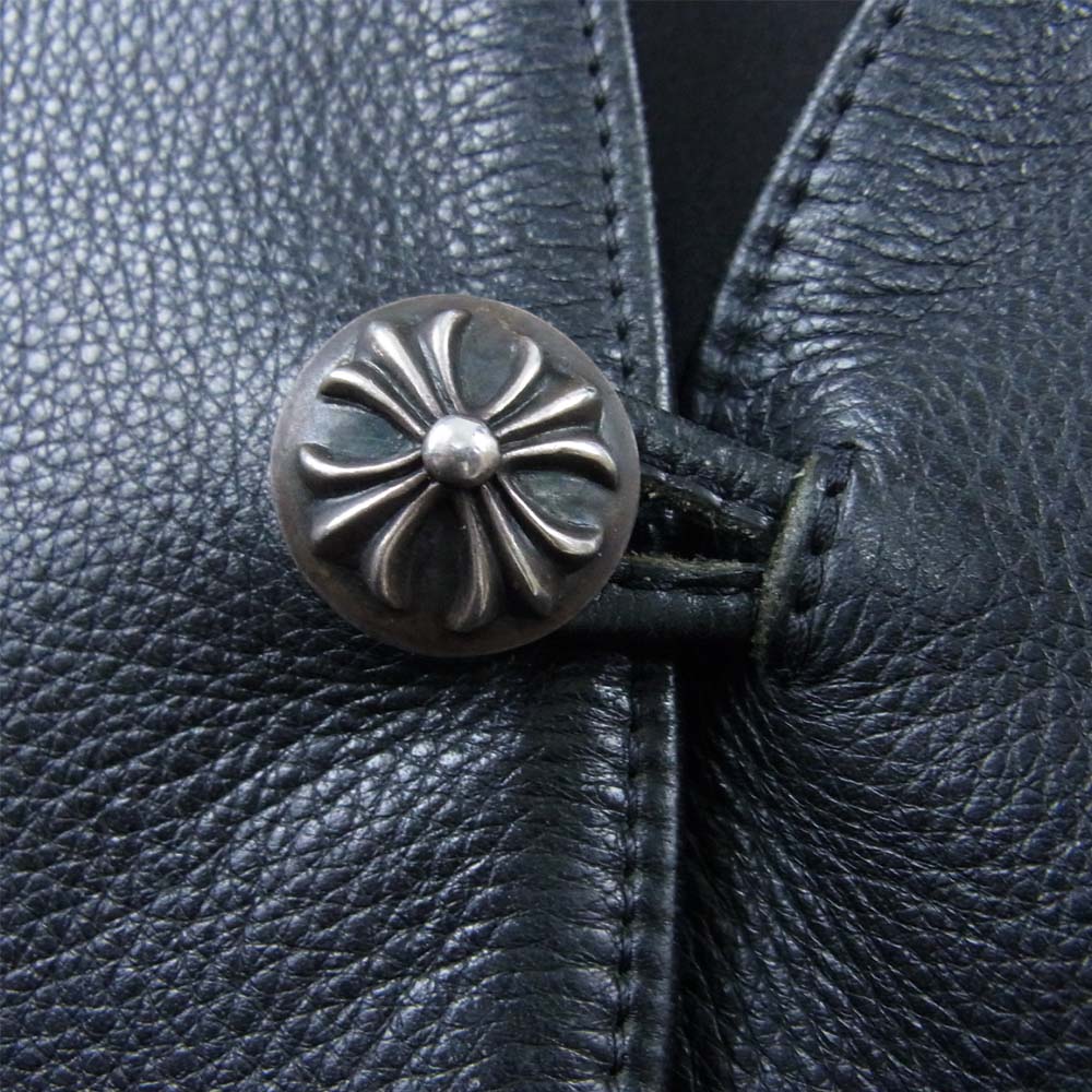 CHROME HEARTS クロムハーツ（原本無） クロスボールボタン レザー ベスト ブラック系 L【中古】
