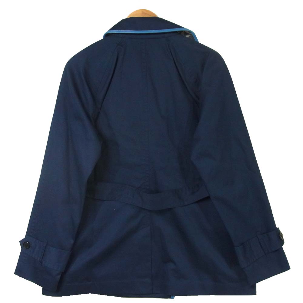 COACH コーチ F84237 Short Leather Trim Trench Coat ショート トレンチ コート ネイビー系 L【中古】