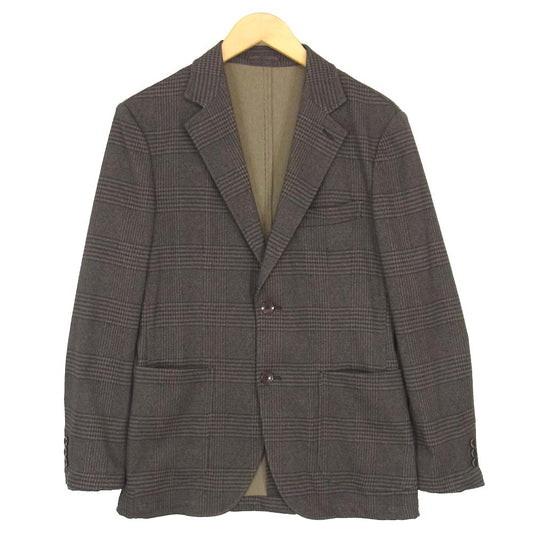 EDIFICE エディフィス グレンチェック 2Bテーラードジャケット イージーパンツ セットアップ スーツ グレー系 44【美品】【中古】