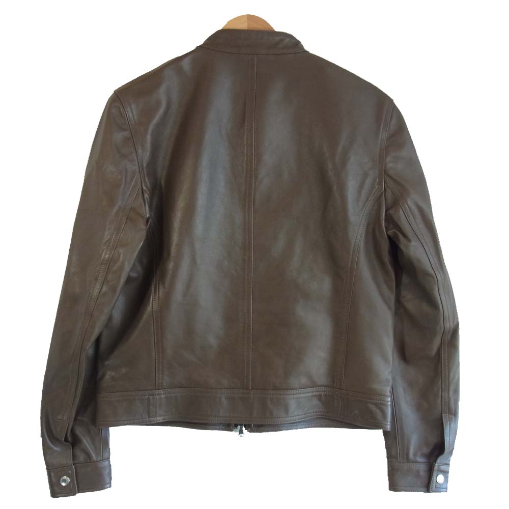 エンメティ JURI ラムナッパ レザー シングル ライダース ジャケット ブラウン系 48【極上美品】【中古】