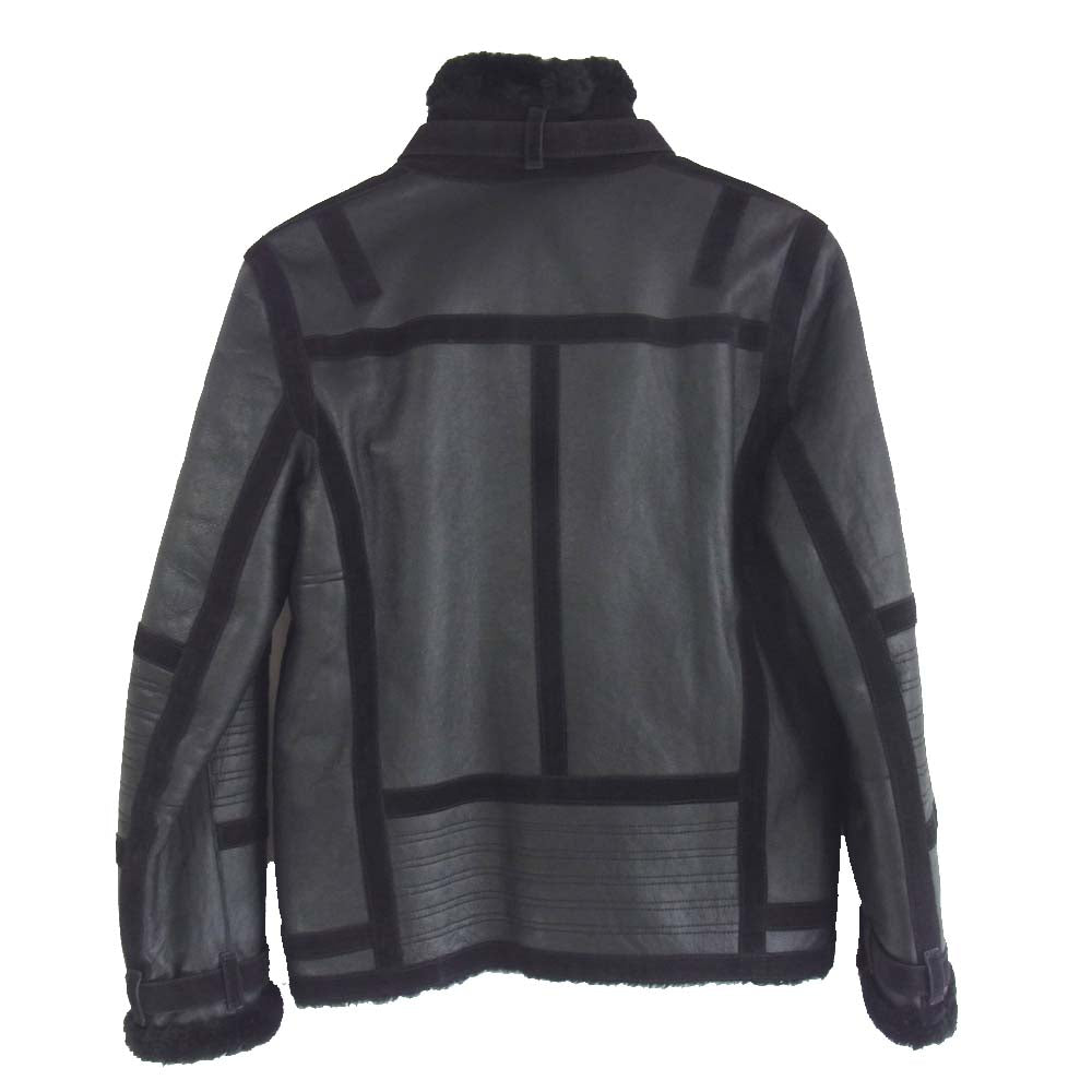 NEIL BARRETT ニールバレット 国内正規品 イタリア製 BPE45 ムートン レザー フライト ボマー ジャケット ブラック系 XS【美品】【中古】