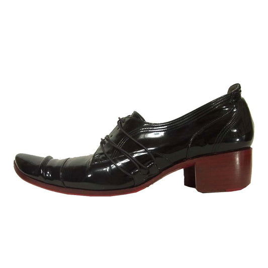 ヒロムタカハラ エナメル バターナイフ レオパード シューズ ブラック系 41【中古】