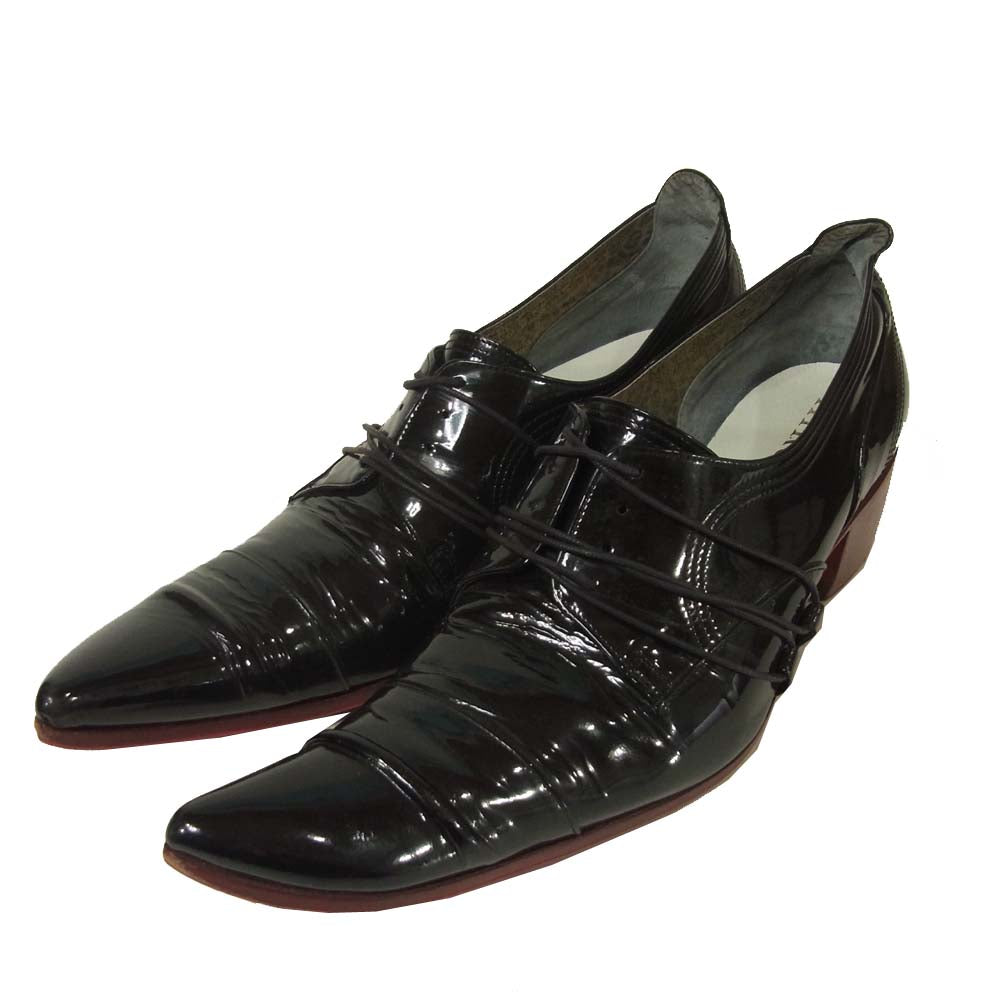 ヒロムタカハラ エナメル バターナイフ レオパード シューズ ブラック系 41【中古】