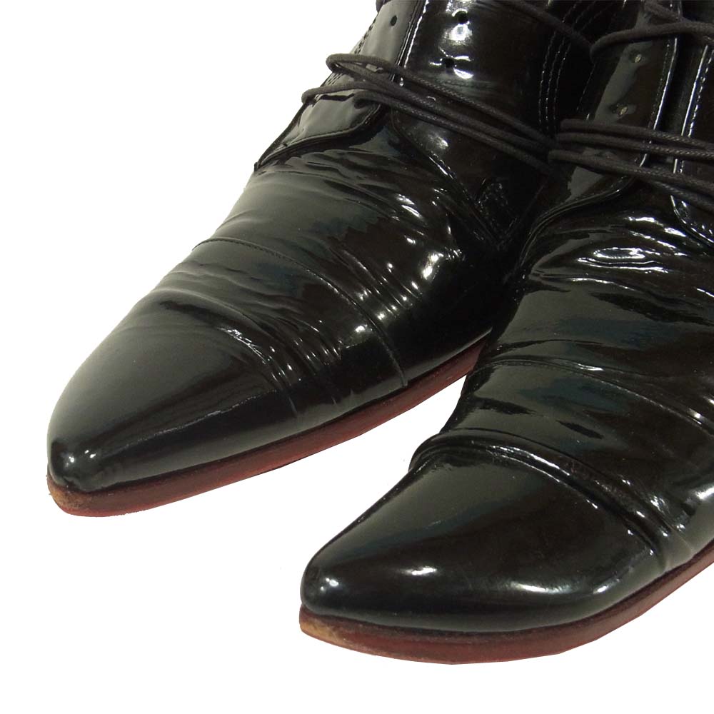 ヒロムタカハラ エナメル バターナイフ レオパード シューズ ブラック系 41【中古】