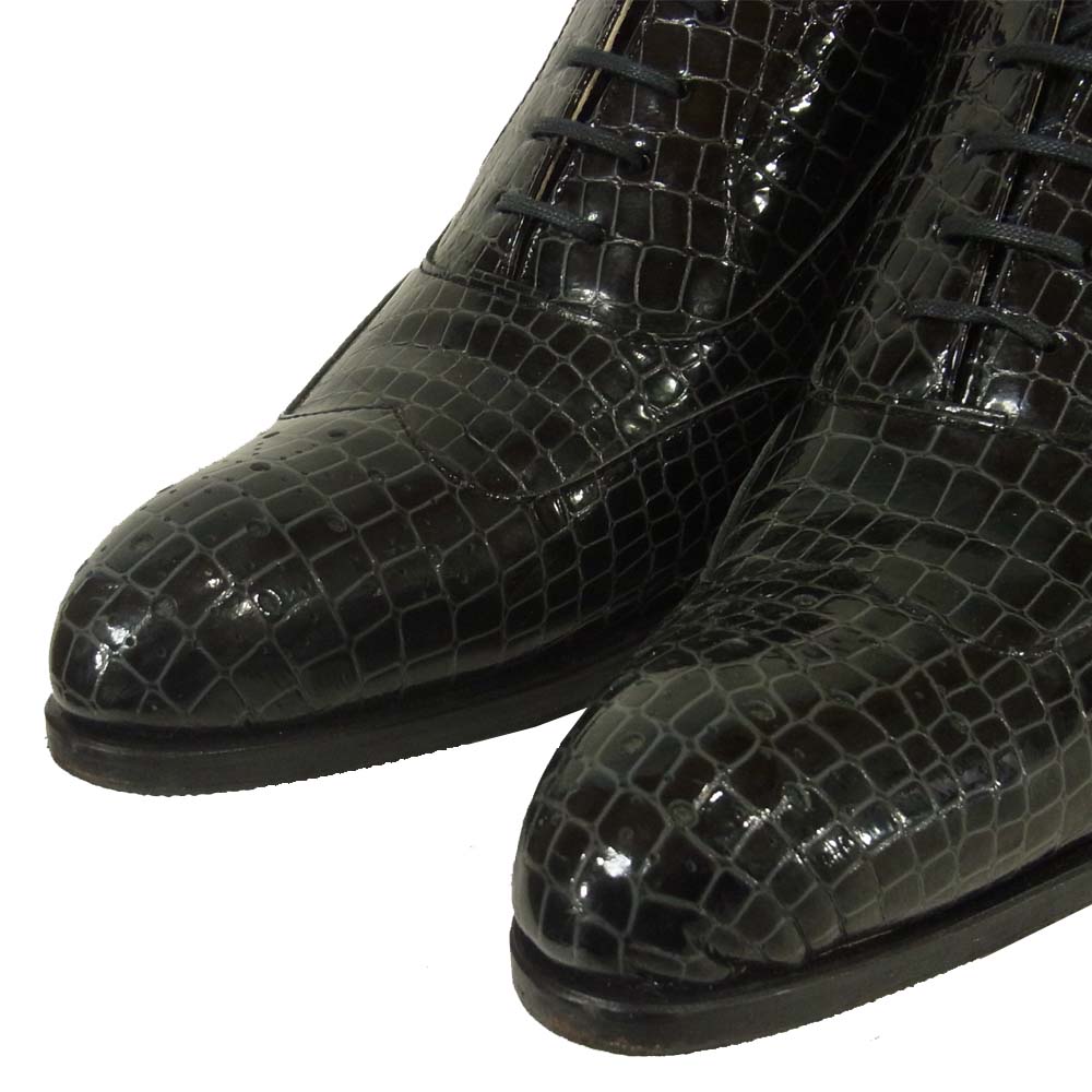 ヒロムタカハラ 99110010 型押し ウィングチップ シューズ 日本製 ブラック系 41【中古】