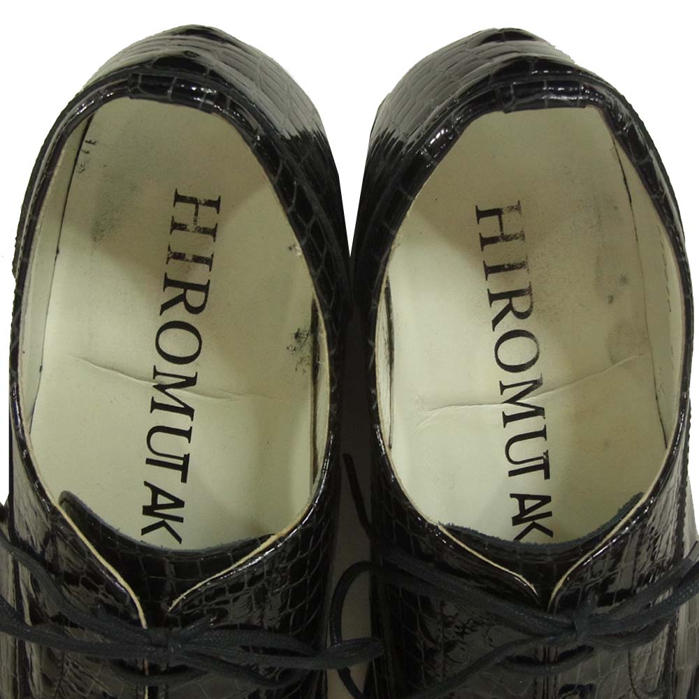 ヒロムタカハラ 99110010 型押し ウィングチップ シューズ 日本製 ブラック系 41【中古】