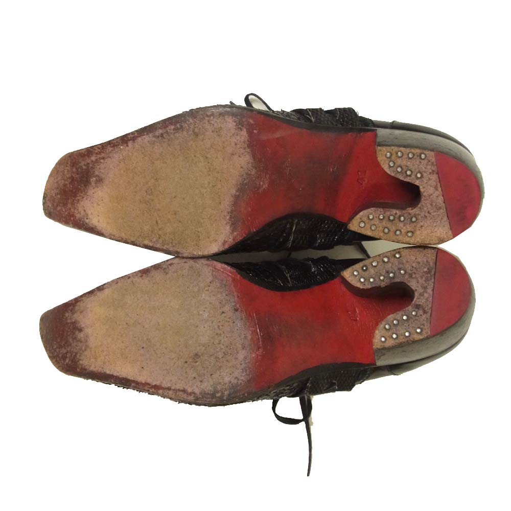 ヒロムタカハラ スネークスキン バターナイフ スタッズ シューズ ブラック系 41【中古】