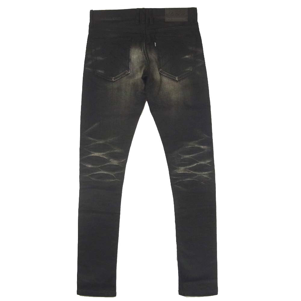 ROEN ロエン スワロフスキー スカル レオパード ライン ブラックデニムパンツ ブラック系 30【中古】