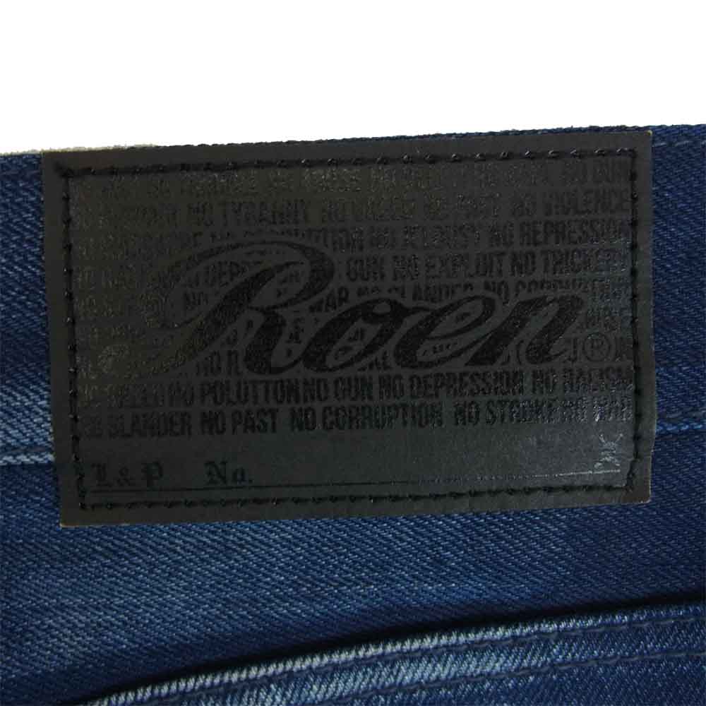 ROEN ロエン スワロフスキー スカル レオパード ライン デニムパンツ インディゴブルー系 30【中古】