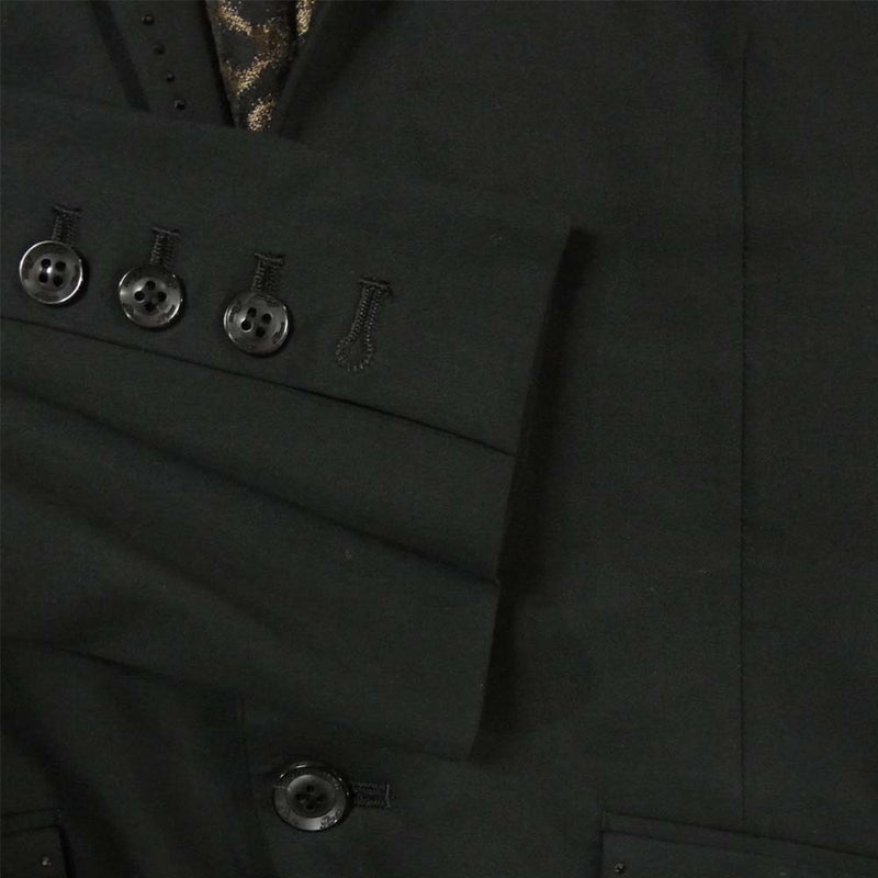 ROEN ロエン スワロフスキー スカル 刺繍 レオパード テーラード ジャケット ブラック系 44【中古】