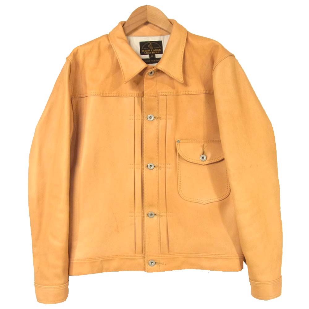 HIGH LARGE LEATHERS ハイラージレザー Guthrie WWⅡ ガスリー タン 1st 大戦 ホースハイド レザー ジャケット ベージュ系 42【美品】【中古】