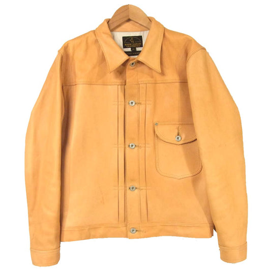 HIGH LARGE LEATHERS ハイラージレザー Guthrie WWⅡ ガスリー タン 1st 大戦 ホースハイド レザー ジャケット ベージュ系 42【美品】【中古】
