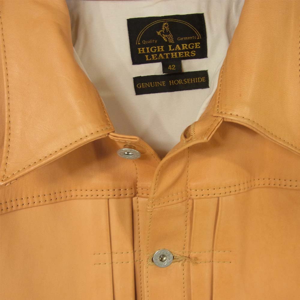 HIGH LARGE LEATHERS ハイラージレザー Guthrie WWⅡ ガスリー タン 1st 大戦 ホースハイド レザー ジャケット ベージュ系 42【美品】【中古】