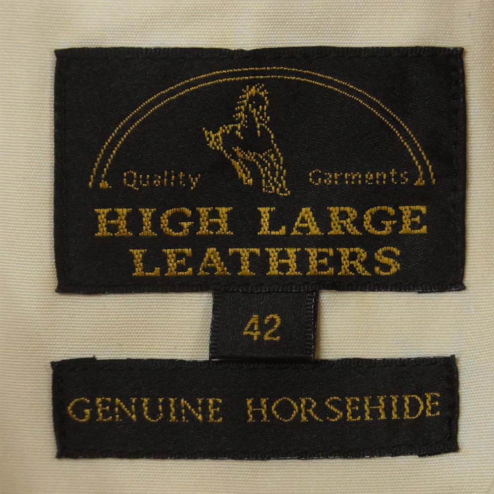 HIGH LARGE LEATHERS ハイラージレザー Guthrie WWⅡ ガスリー タン 1st 大戦 ホースハイド レザー ジャケット ベージュ系 42【美品】【中古】