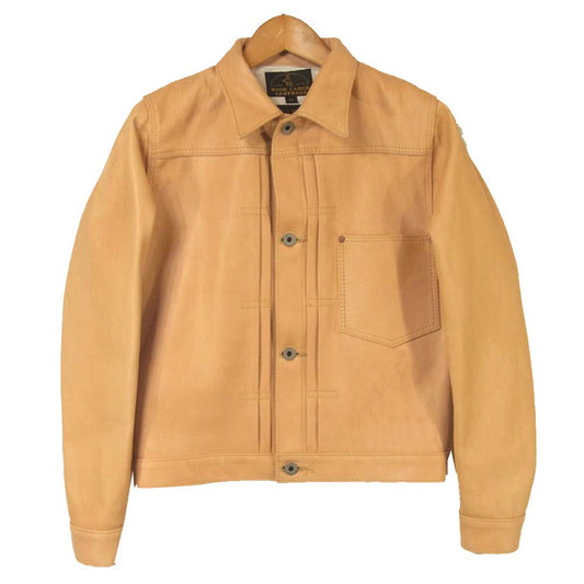 HIGH LARGE LEATHERS ハイラージレザー Oklahoma City WWⅡオクラホマ タン ホースハイド レザー ジャケット ベージュ系 34【極上美品】【中古】
