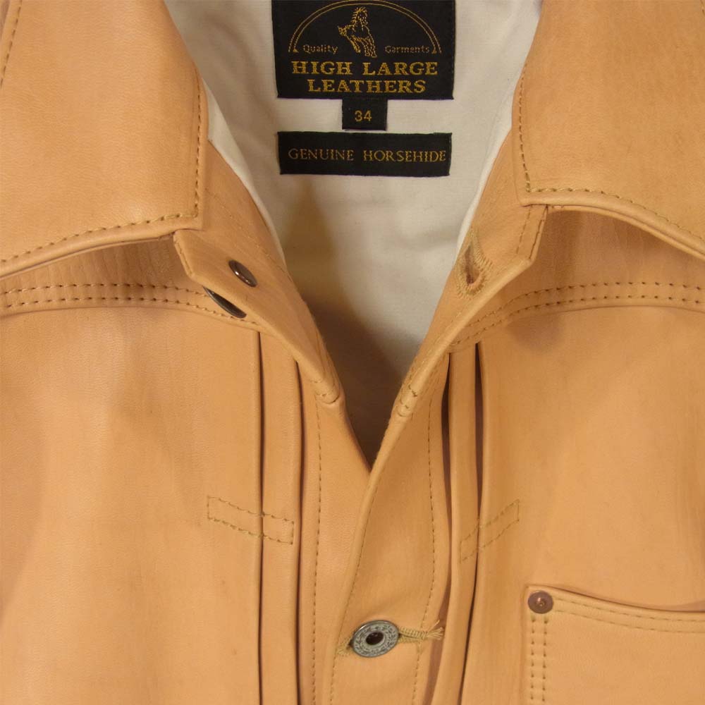 HIGH LARGE LEATHERS ハイラージレザー Oklahoma City WWⅡオクラホマ タン ホースハイド レザー ジャケット ベージュ系 34【極上美品】【中古】