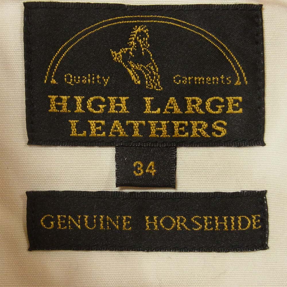 HIGH LARGE LEATHERS ハイラージレザー Oklahoma City WWⅡオクラホマ タン ホースハイド レザー ジャケット ベージュ系 34【極上美品】【中古】