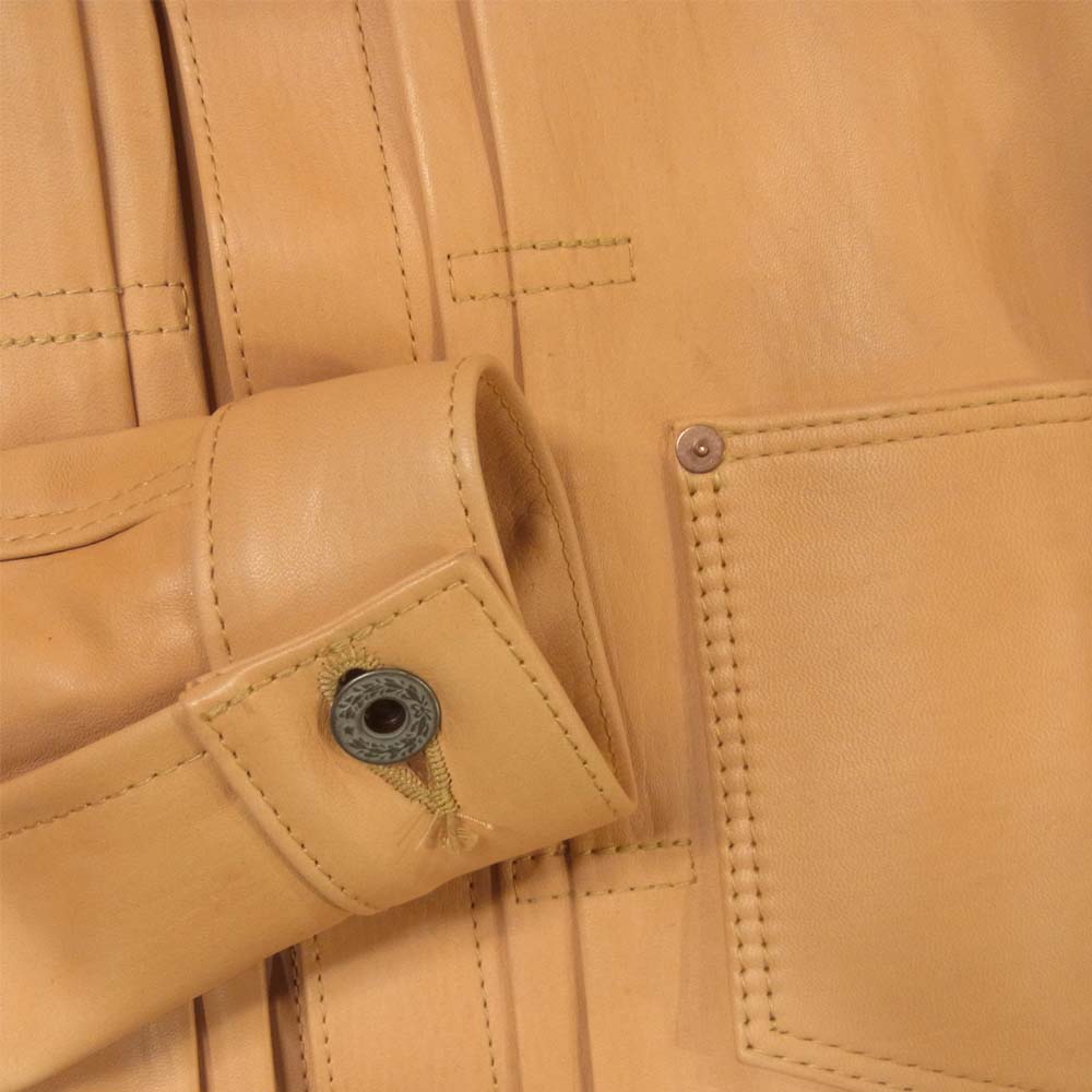 HIGH LARGE LEATHERS ハイラージレザー Oklahoma City WWⅡオクラホマ タン ホースハイド レザー ジャケット ベージュ系 34【極上美品】【中古】