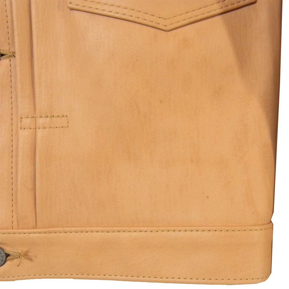 HIGH LARGE LEATHERS ハイラージレザー Oklahoma City WWⅡオクラホマ タン ホースハイド レザー ジャケット ベージュ系 34【極上美品】【中古】