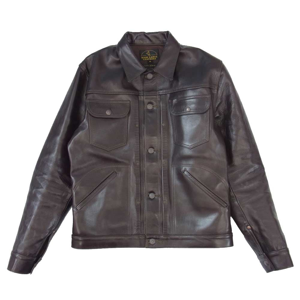 HIGH LARGE LEATHERS ハイラージレザー Lawton ロートン ホースハイド レザー ジャケット ブラウン系 40【中古】