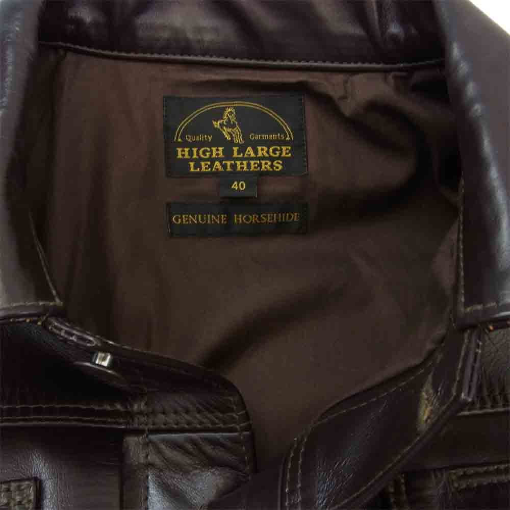HIGH LARGE LEATHERS ハイラージレザー Lawton ロートン ホースハイド レザー ジャケット ブラウン系 40【中古】