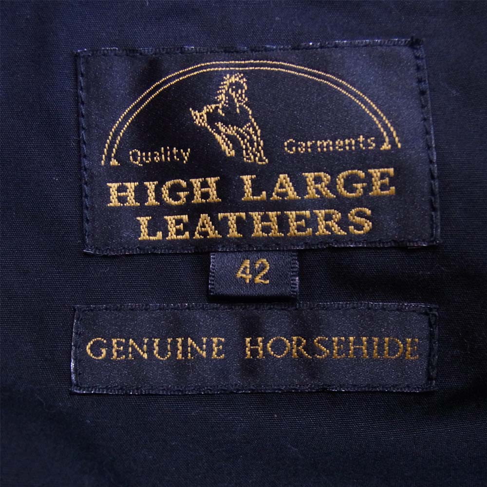 HIGH LARGE LEATHERS ハイラージレザー Guthrie ガスリー 1st 大戦 ホースハイド シンチバック レザー ジャケット ブラック系 42【極上美品】【中古】