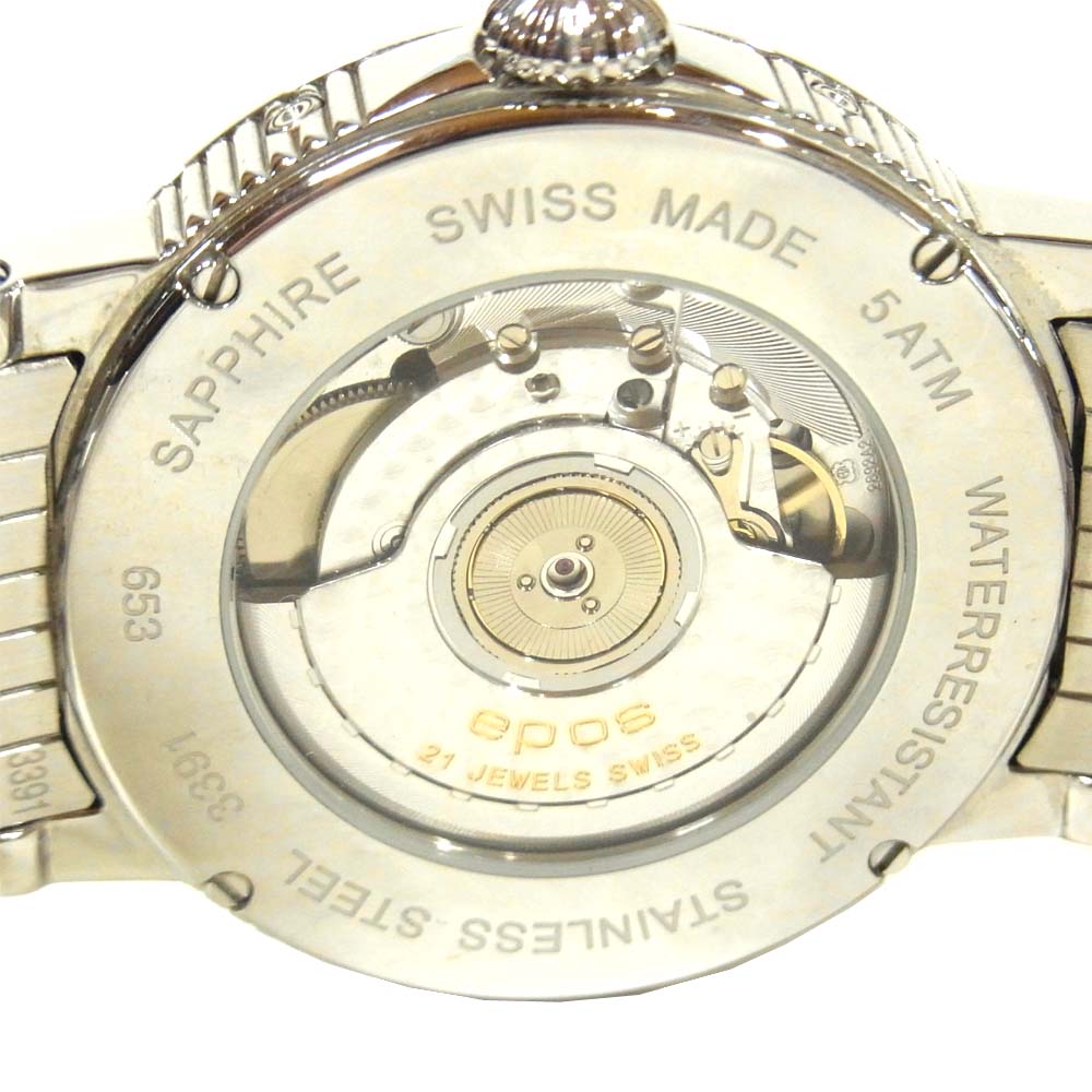 EPOS エポス 3391 BLM ナイトスカイ ムーンフェイズ SS ネイビー文字盤 自動巻き 腕時計 スイス製 ネイビー系 シルバー系【中古】