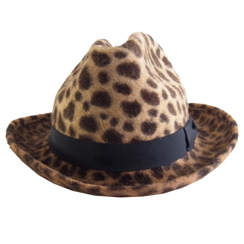 アンソニーペト レオパード 中折れ ハット ブラウン系 60【中古】