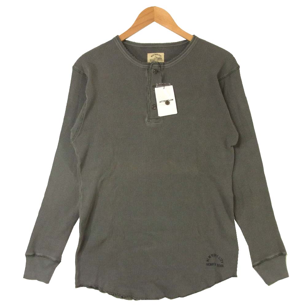 schott ショット 3183076 サーマル ヘンリーネック 長袖 Ｔシャツ グレー系 XL【新古品】【未使用】【中古】