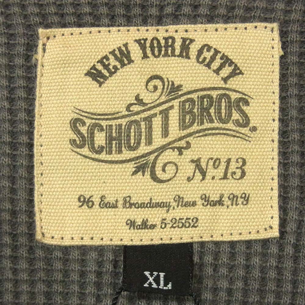 schott ショット 3183076 サーマル ヘンリーネック 長袖 Ｔシャツ グレー系 XL【新古品】【未使用】【中古】
