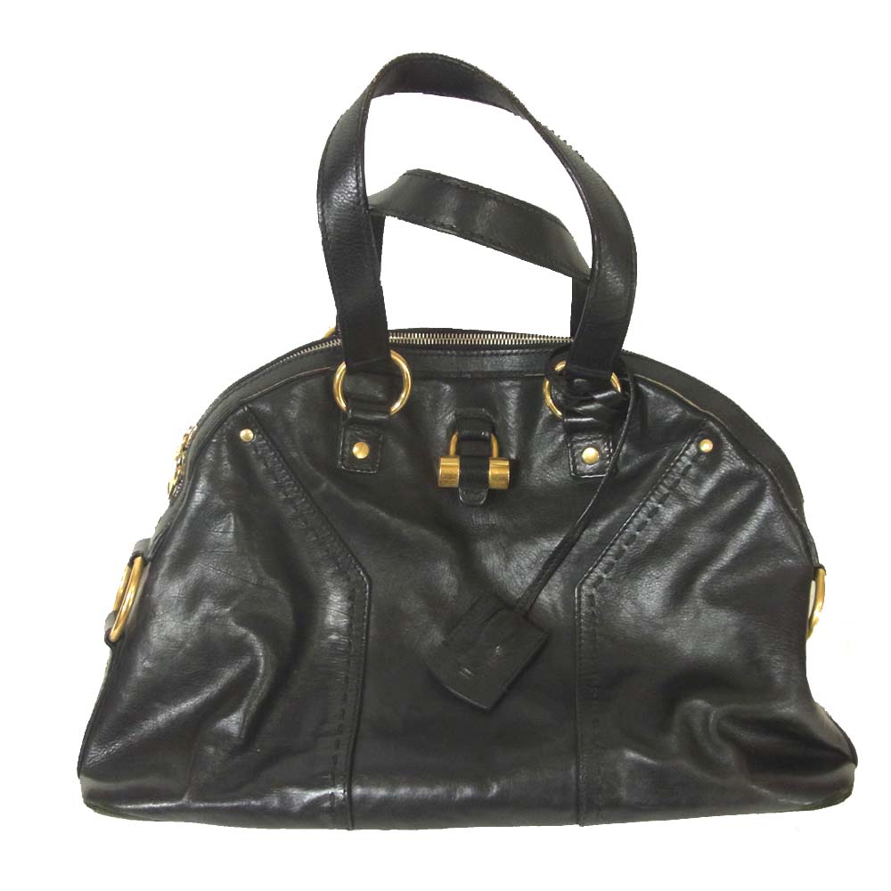 YVES SAINT LAURENT イヴサンローラン ミューズ トート バッグ ブラック系【中古】