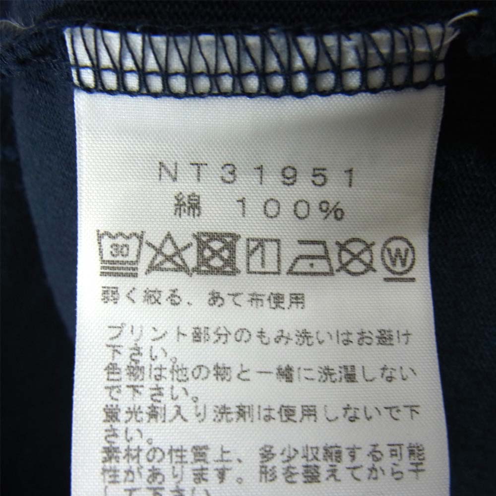 THE NORTH FACE ノースフェイス 19SS NT31951 L/S Square Logo Sleeve Tee スクエア ロゴ 長袖 Tシャツ ネイビー系 XL【中古】