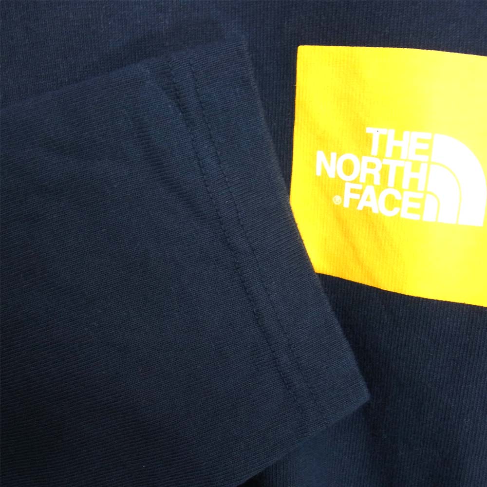 THE NORTH FACE ノースフェイス 19SS NT31951 L/S Square Logo Sleeve Tee スクエア ロゴ 長袖 Tシャツ ネイビー系 XL【中古】