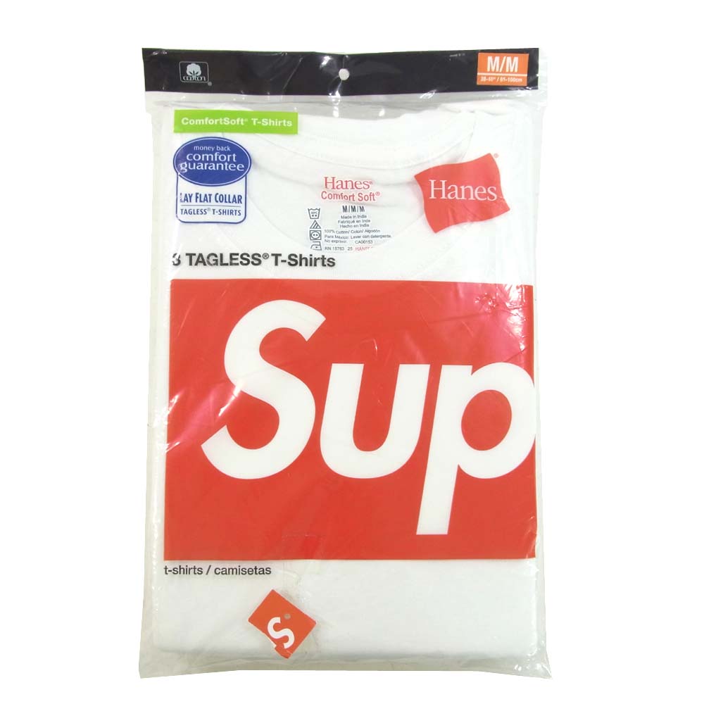 Supreme シュプリーム ヘインズ Hanes 3パック Tシャツ  ホワイト系 M【新古品】【未使用】【中古】