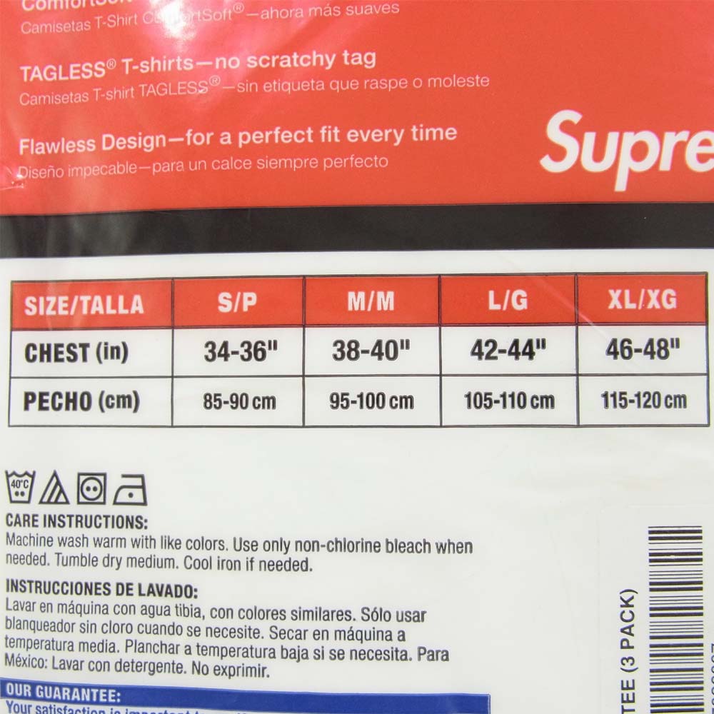 Supreme シュプリーム ヘインズ Hanes 3パック Tシャツ  ホワイト系 M【新古品】【未使用】【中古】