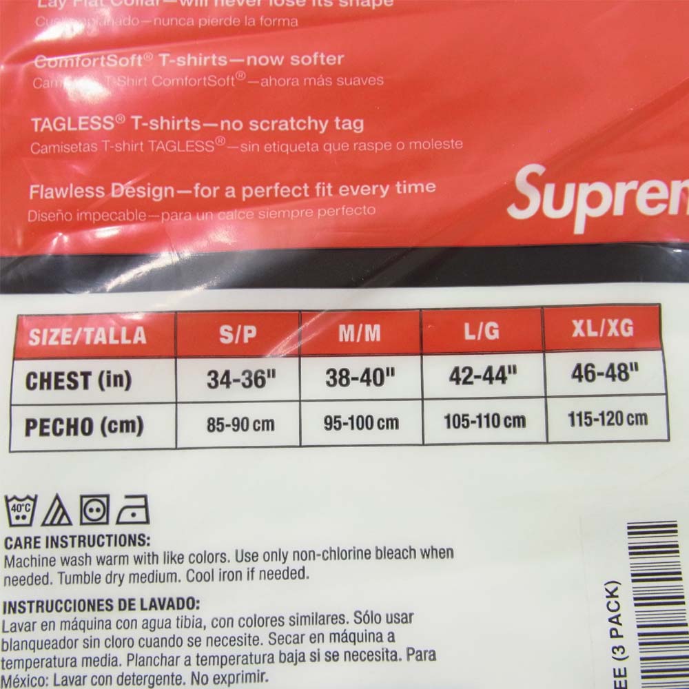 Supreme シュプリーム ヘインズ Hanes 3パック Tシャツ  ホワイト系 M【新古品】【未使用】【中古】