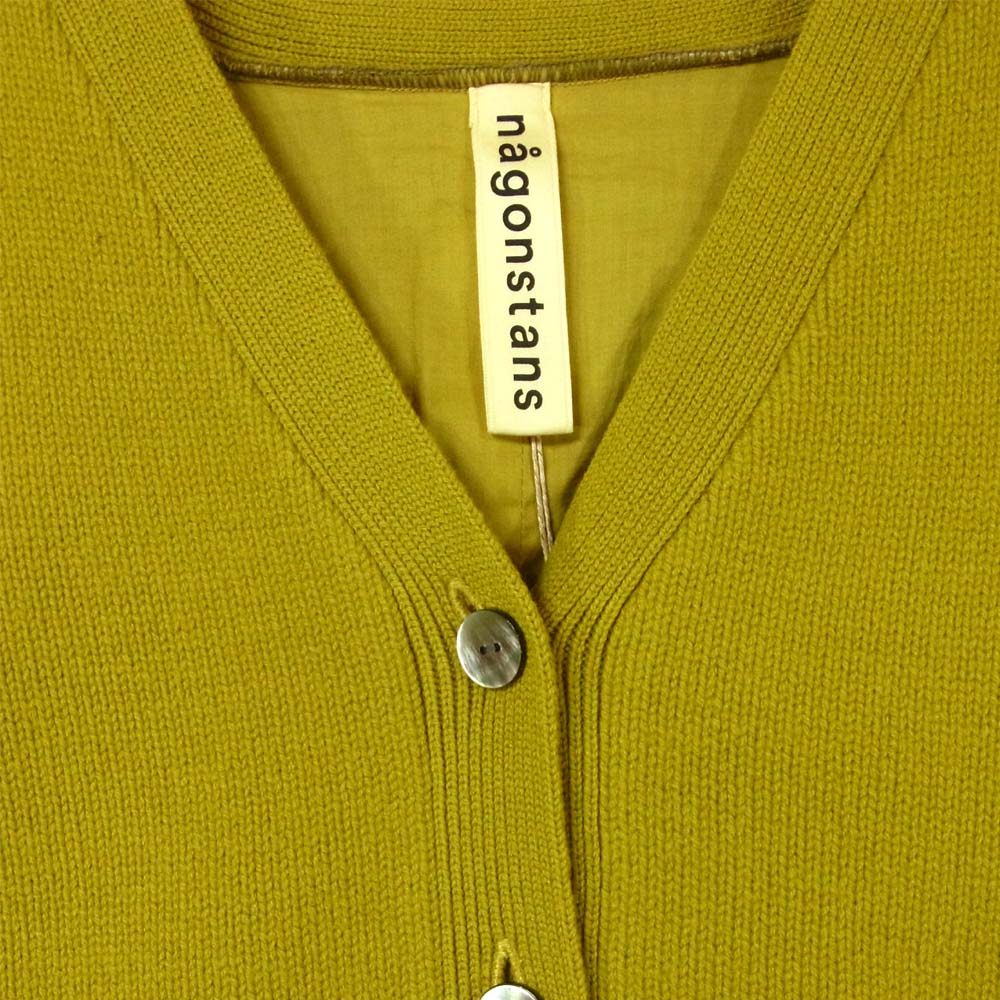 nagonstans メリノウール ドッキング 切替 カーディガン 中国製 Turmeric 38【新古品】【未使用】【中古】