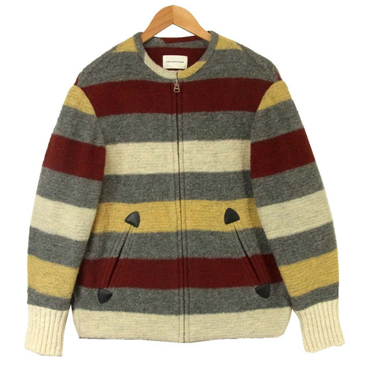 ISABEL MARANT イザベルマラン ETOILE ボーダー ノーカラー ジップ ジャケット リトアニア製 グレー系 36【美品】【中古】