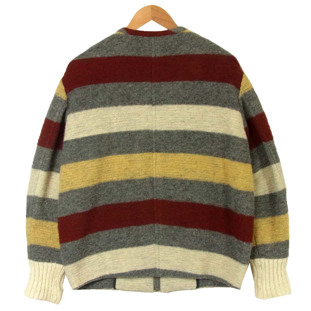 ISABEL MARANT イザベルマラン ETOILE ボーダー ノーカラー ジップ ジャケット リトアニア製 グレー系 36【美品】【中古】